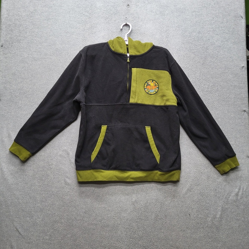 Vans Boy Hoodie X-LARGE Black Colorblock Fleece Off The Wall Logo Patch